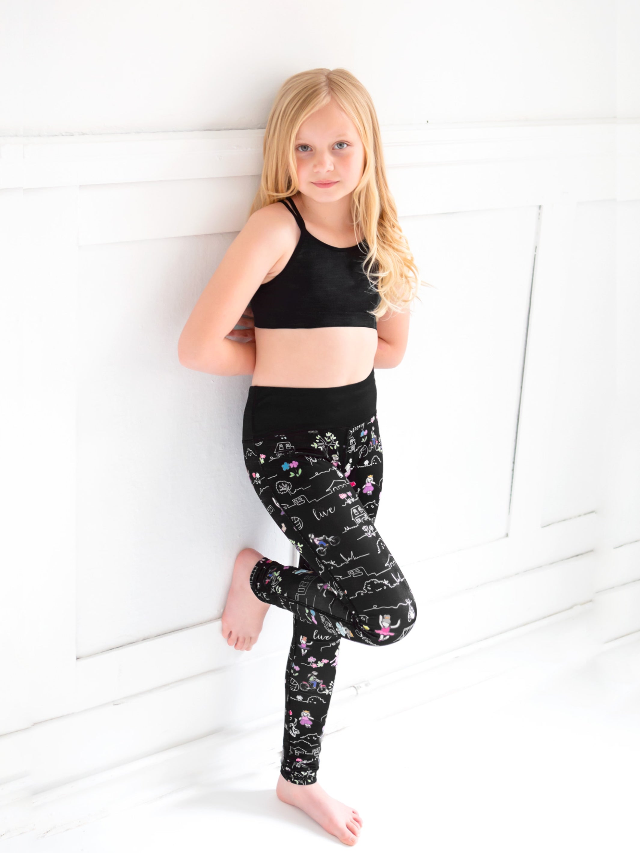Shop Doodle Printed Leggings  Girls Apparel & Activewear by Limeapple
