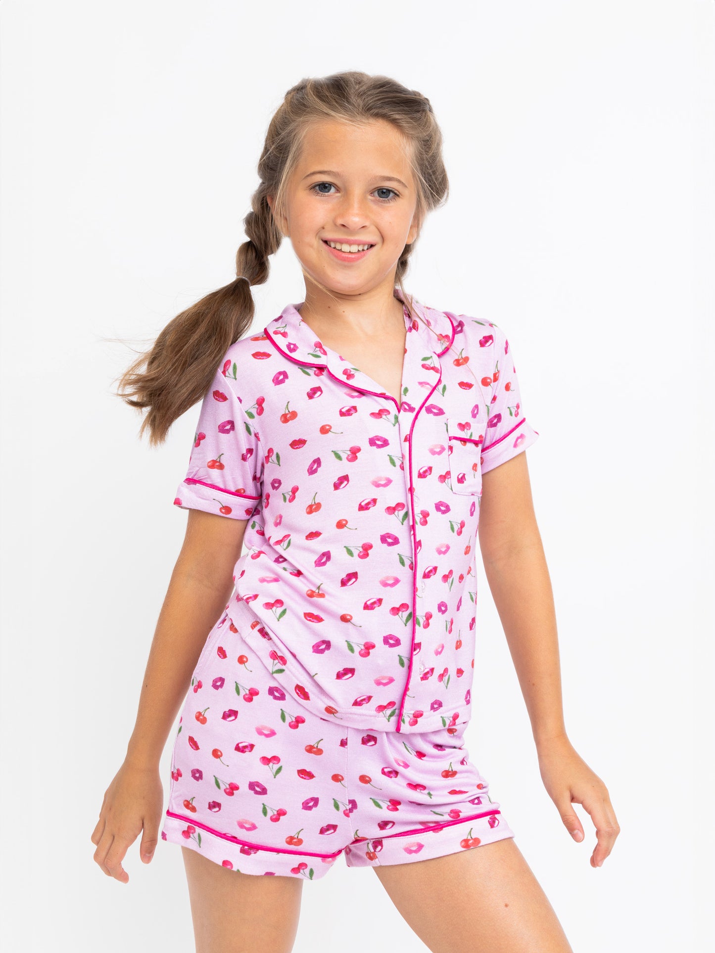 Cherries and Lips Short Sleeve Pajama Set