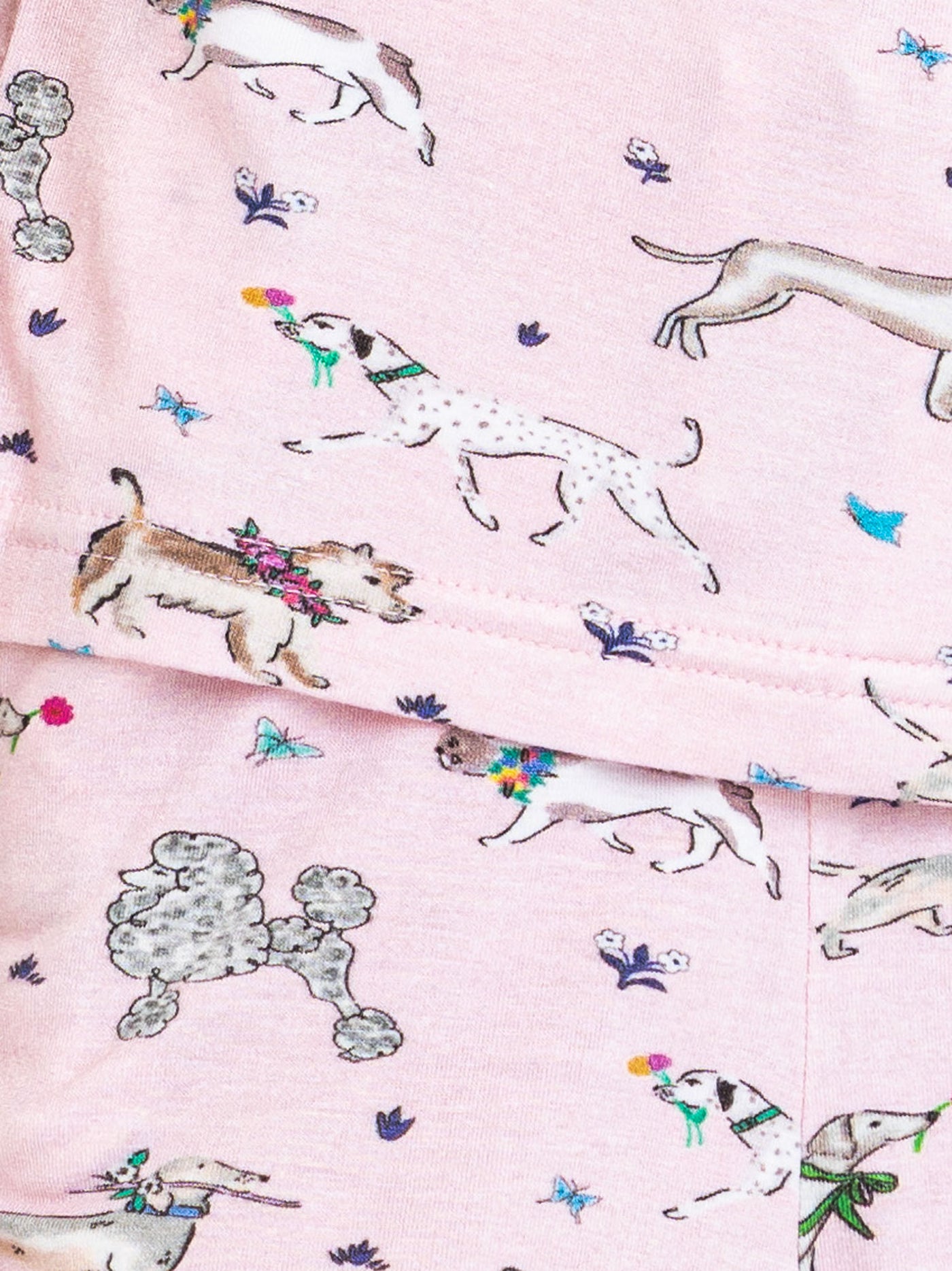 girls pink puppy printed short sleeve pajama short set