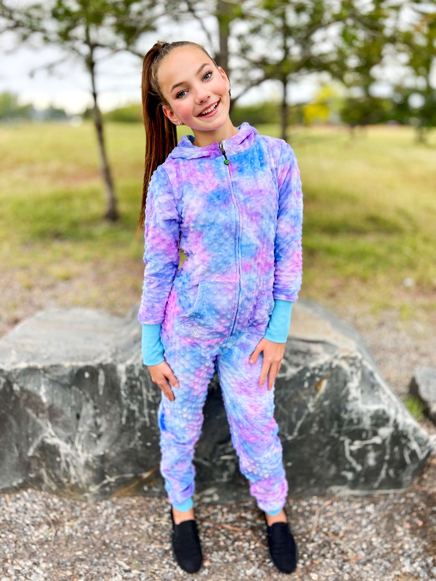 Minky Bubble Onesie - Turquoise Purple Tie Dye