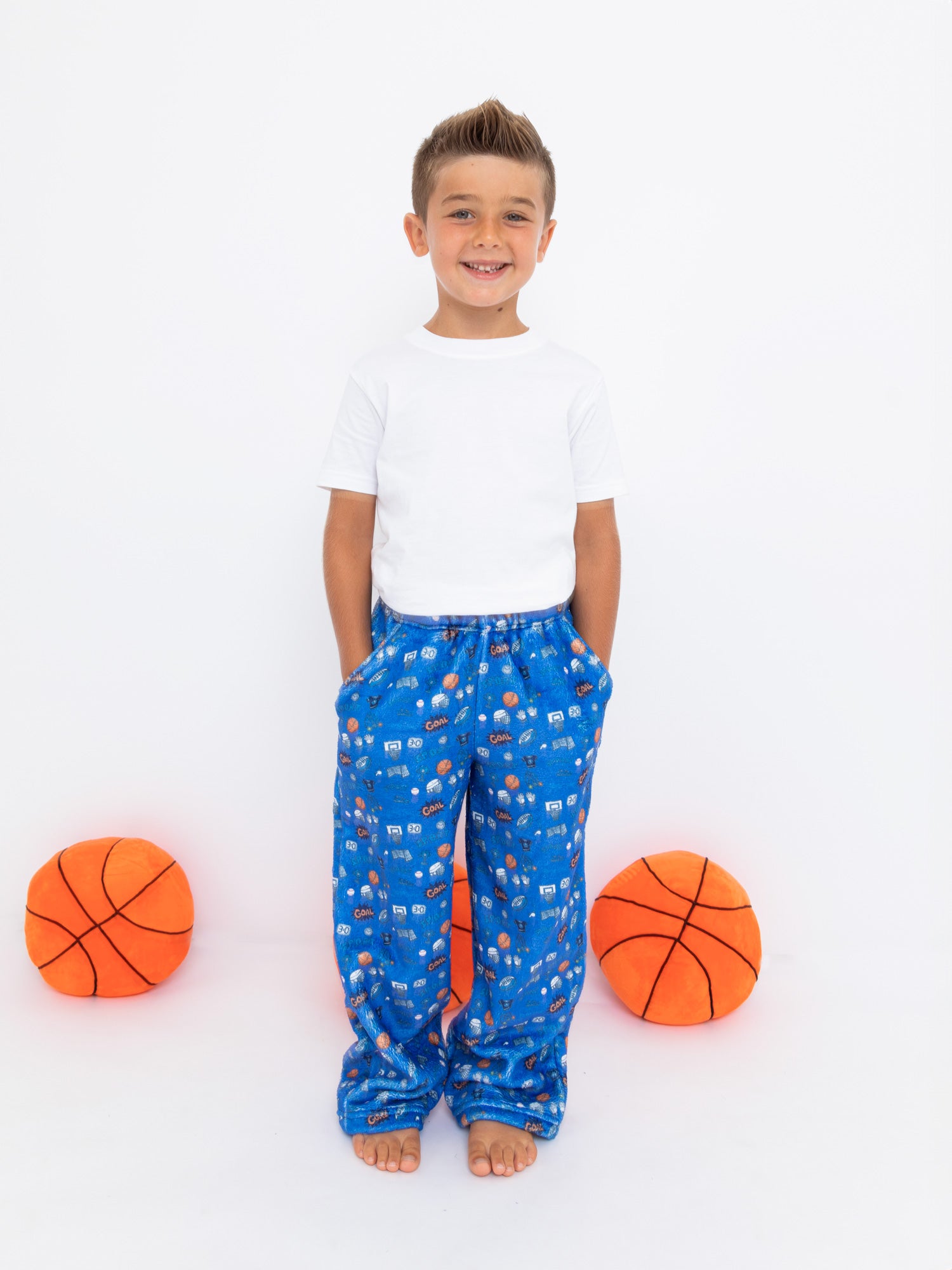 boys plush loungewear pant with sports print