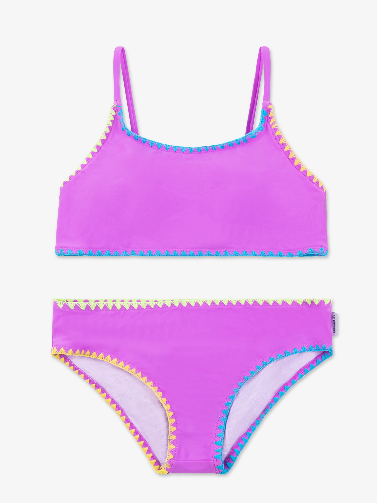 Embroidered Trim Two Piece Swimsuit