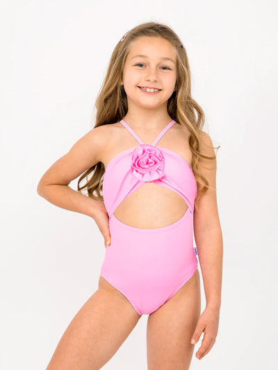 Eliana Rosette Halter One Piece Swimsuit