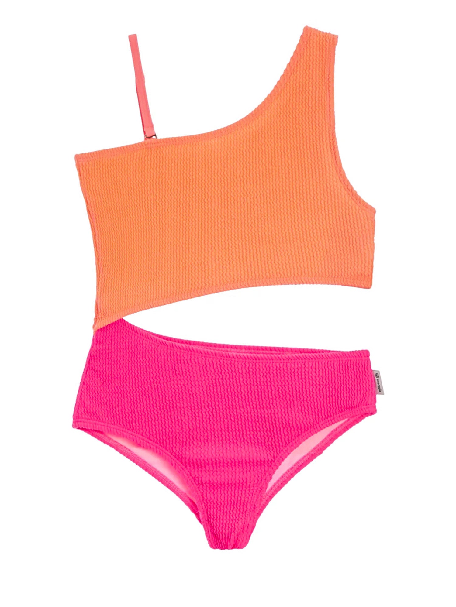 Cutout Crinkle One Piece Swimsuit - Coral Fuchsia