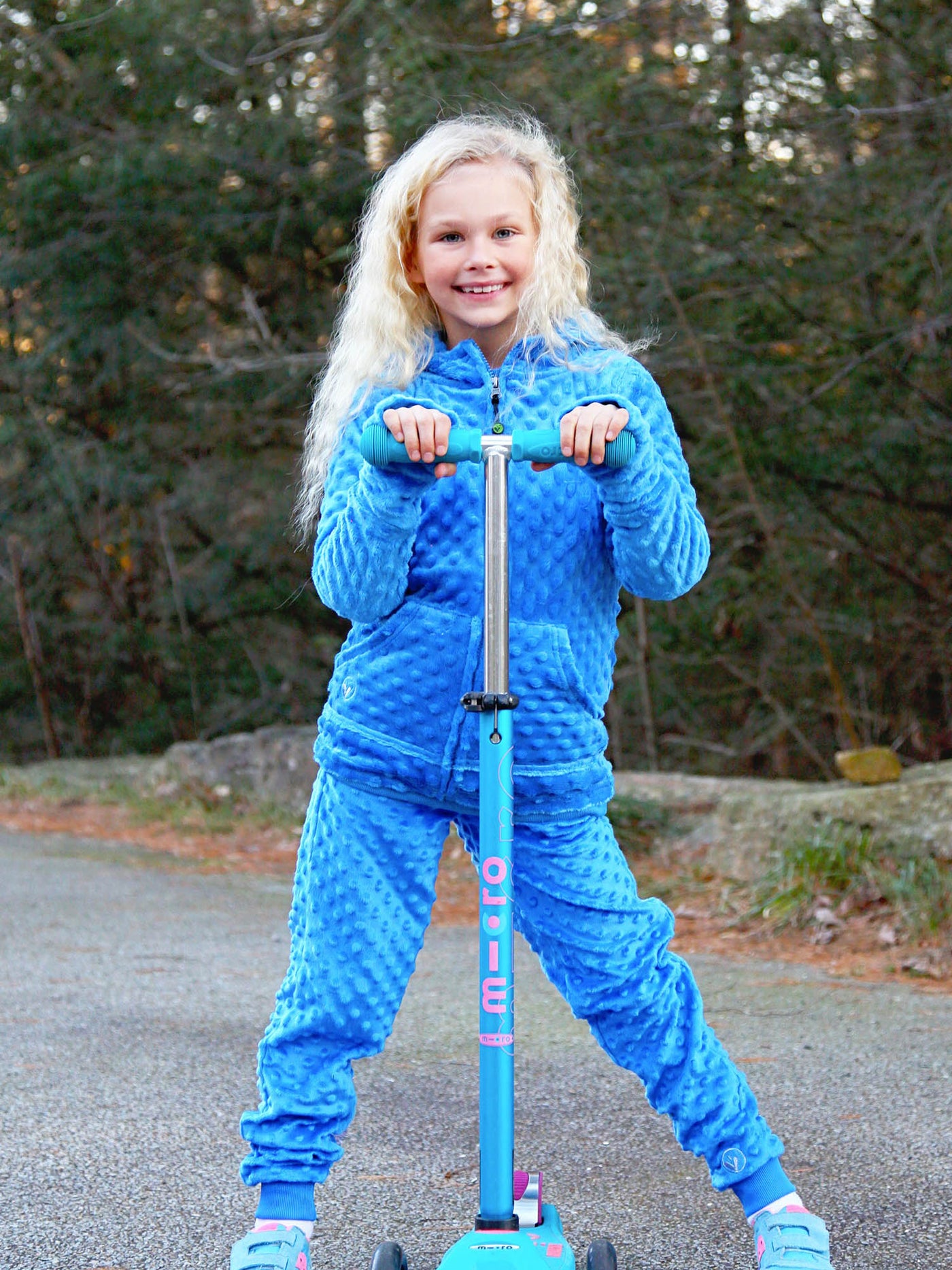 girls blue minky bubble zip hoodie