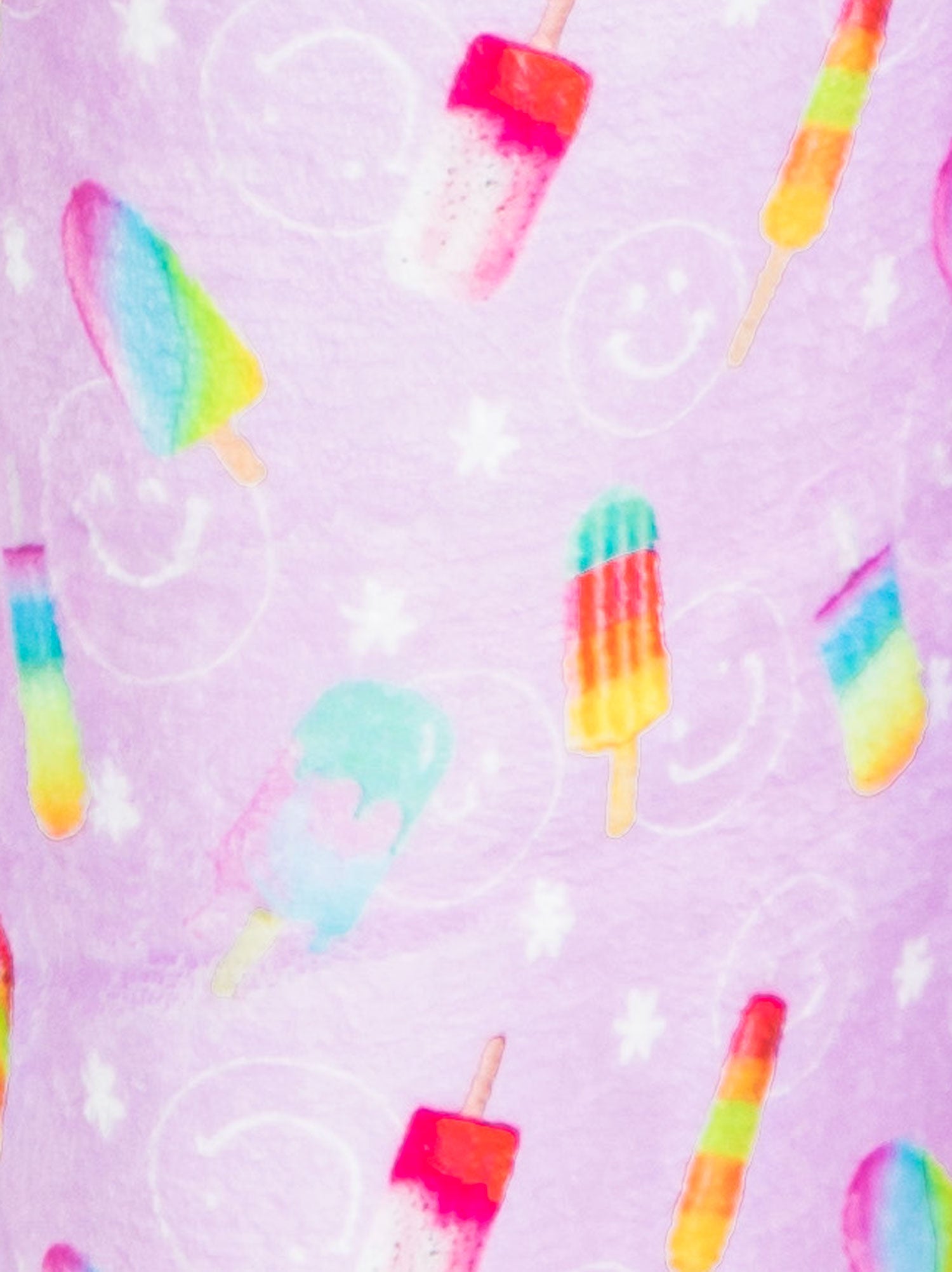 girls lavender plush lounge shorts in a popsicle print