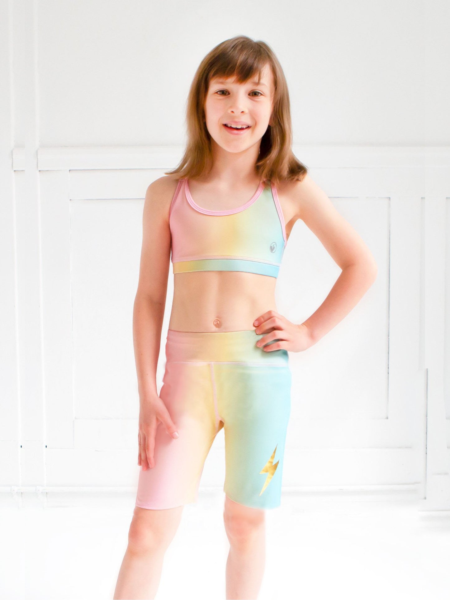 KIDS TIE DYE Blue Crop Top & Cycling Shorts Set Active Wear Girls