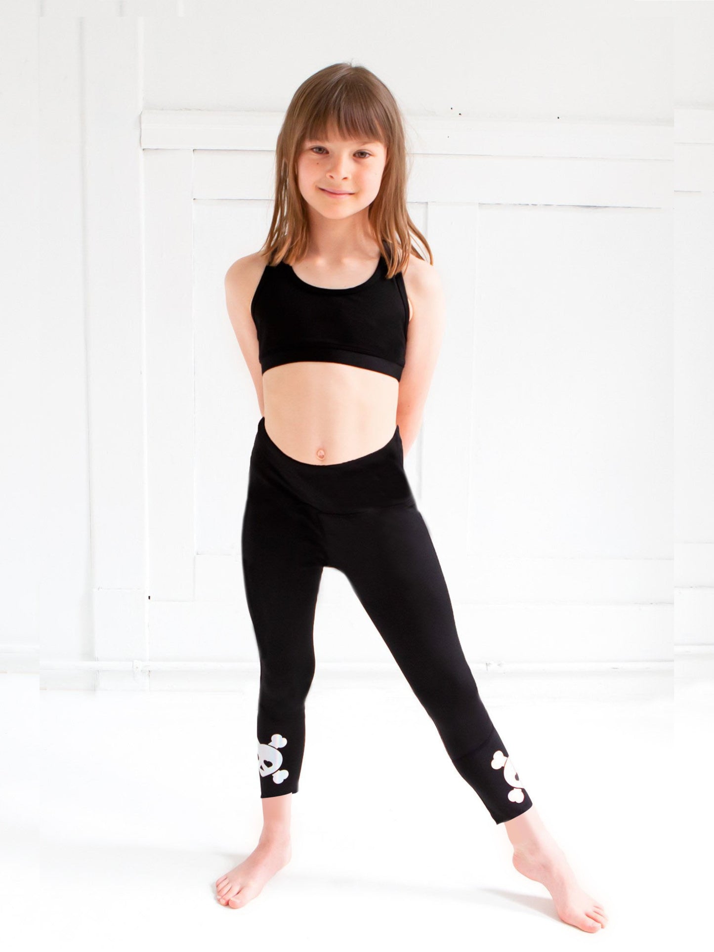2 Pack Girls Capri Leggings Kids Workout Tights Gym Athletic Dance Yoga 3/4  Legging High Waist Shark Pants 4-13Y