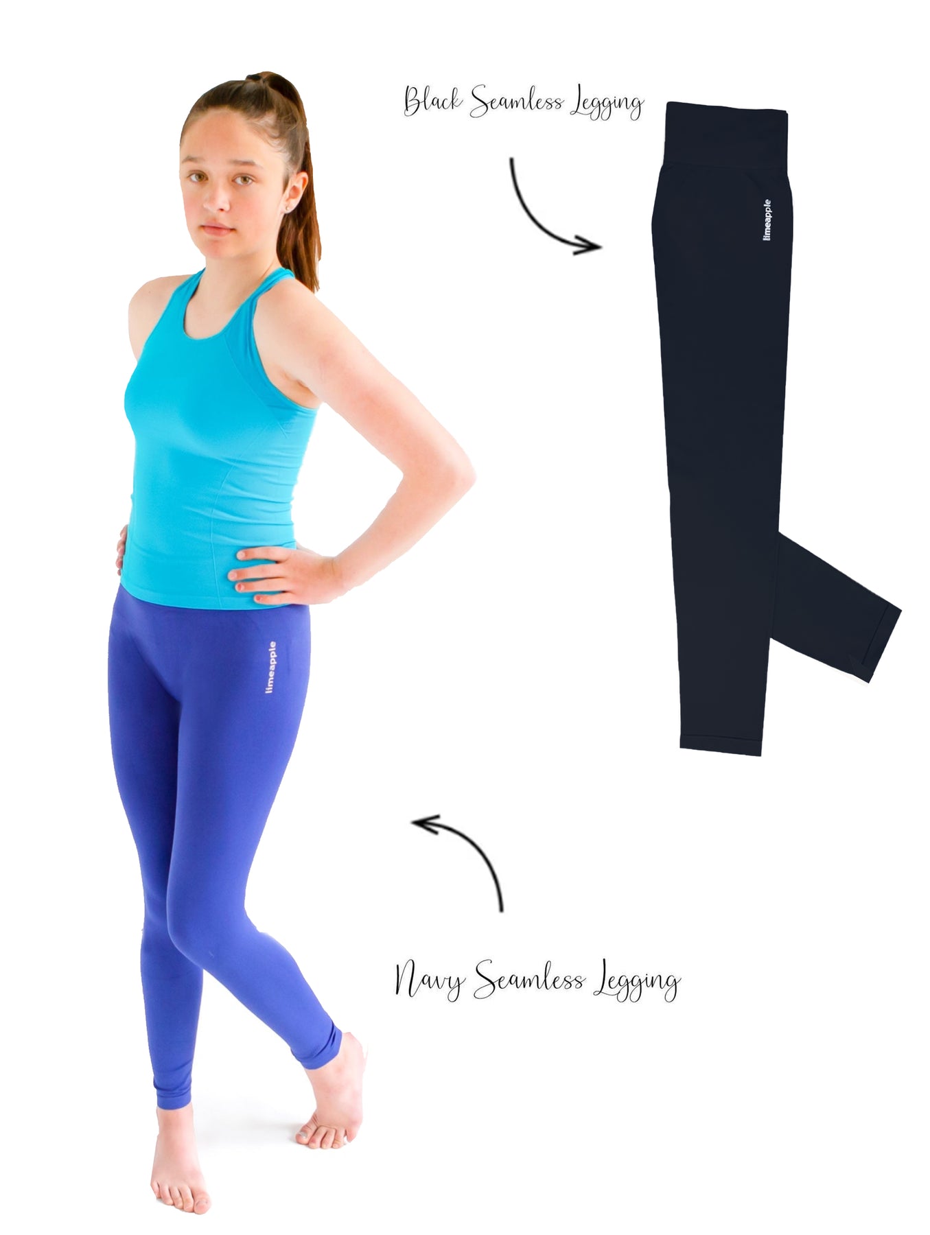 Girls Activewear Apparel Shop | Seamless Navy of & 2 leggings Black Pack Limeapple
